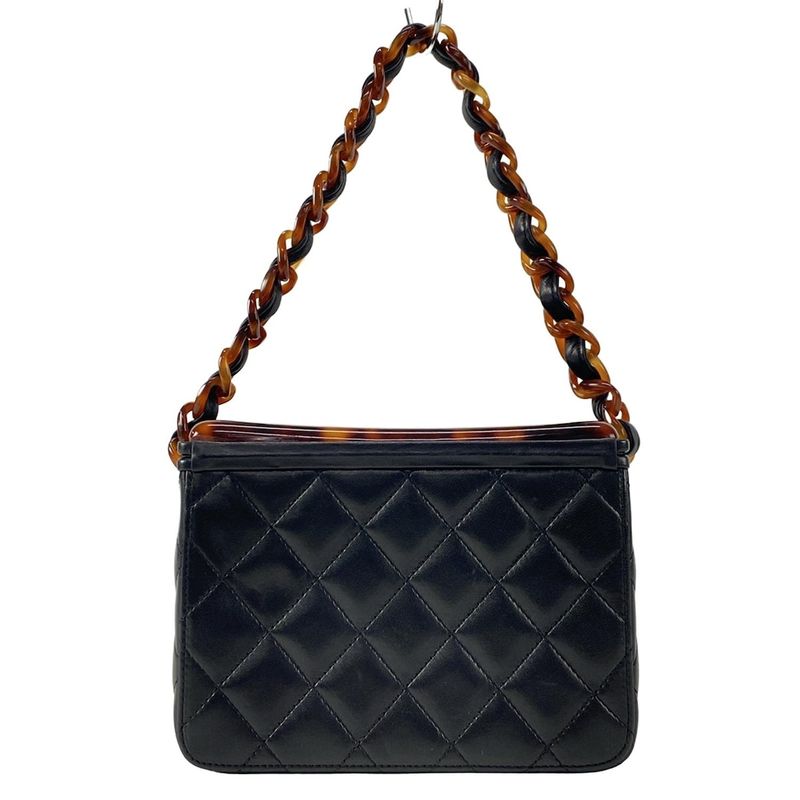 Chanel Vanity Bag Matelasse Black And Brown Plastic Chain/tortoiseshell Lambskin