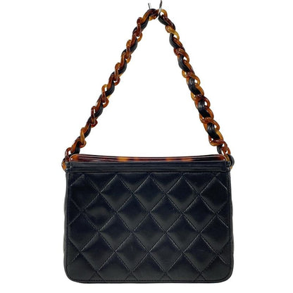Chanel Vanity Bag Matelasse Black And Brown Plastic Chain/tortoiseshell Lambskin