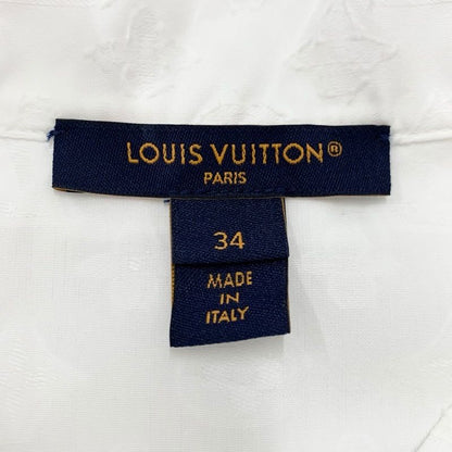 Louis Vuitton Top Cotton White Gold Shirt Blouse Monogram Short Sleeve