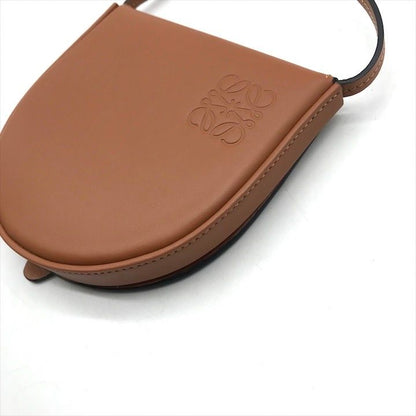 Loewe Heel Pouch Small Soft Calf Coin Card Case Shoulder Bag Crossbody Brown