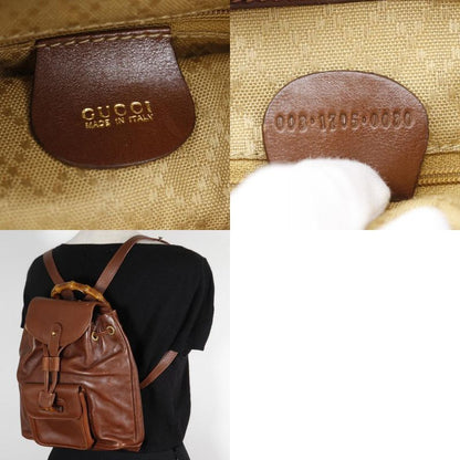 Gucci Bamboo Handle Old Gucci Backpack Leather Brown Women's Backpack And
