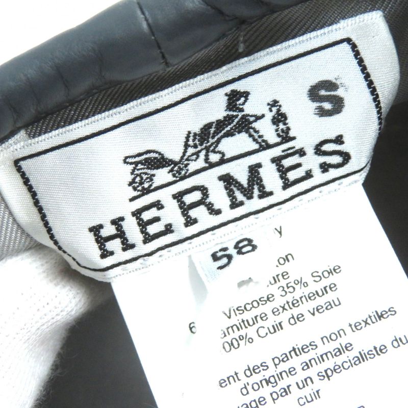 Hermes Saint Honore 100% Cotton Silver Hardware Serie Button Leather Trimmed