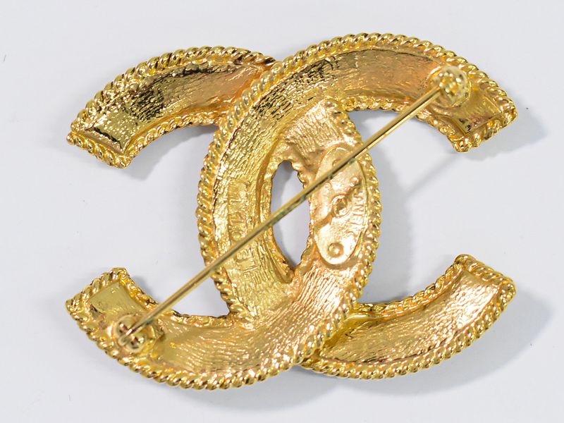 Authentic Chanel Coco Mark Brooch GP Gold Plated Coco Mark Accessories Jewelry