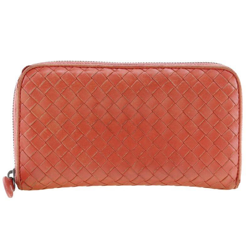 Bottega Veneta Bottega Veneta Round Zipper Intrecciato Lambskin Red/pink
