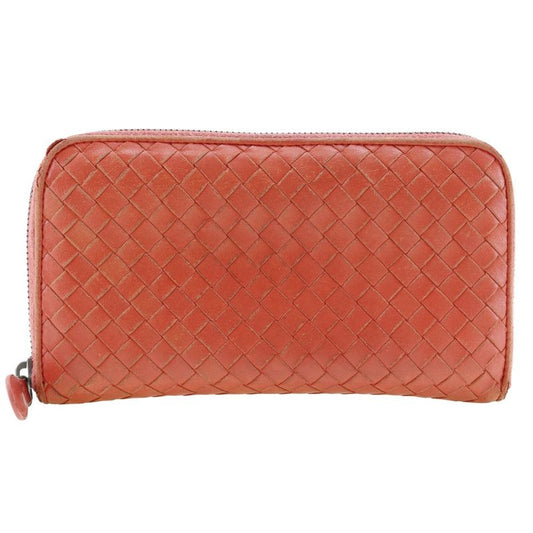 Bottega Veneta Bottega Veneta Round Zipper Intrecciato Lambskin Red/pink