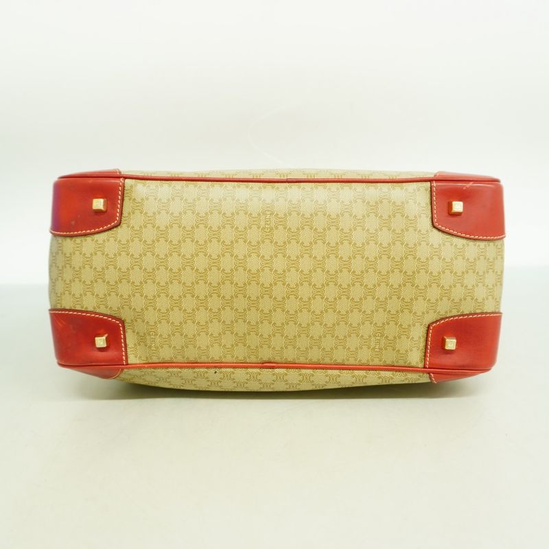 Celine Handbag Macadam PVC Beige Red Gold Hardware Women
