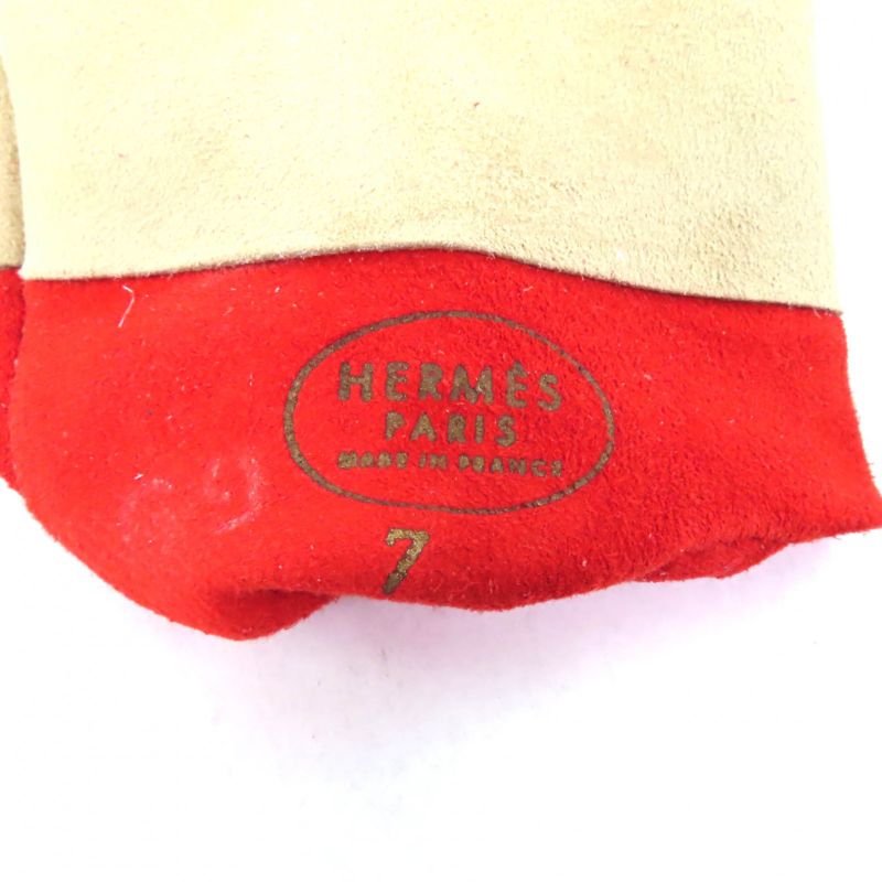 Hermes H Lift Suede Leather Gloves Fashion Accessories Orange 7 Made In France
