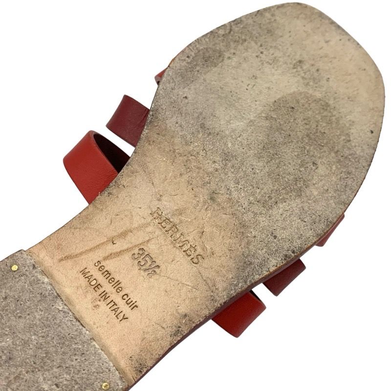 Hermes Amica Sandals Shoes Leather Wine Red Flat Sandals Mules