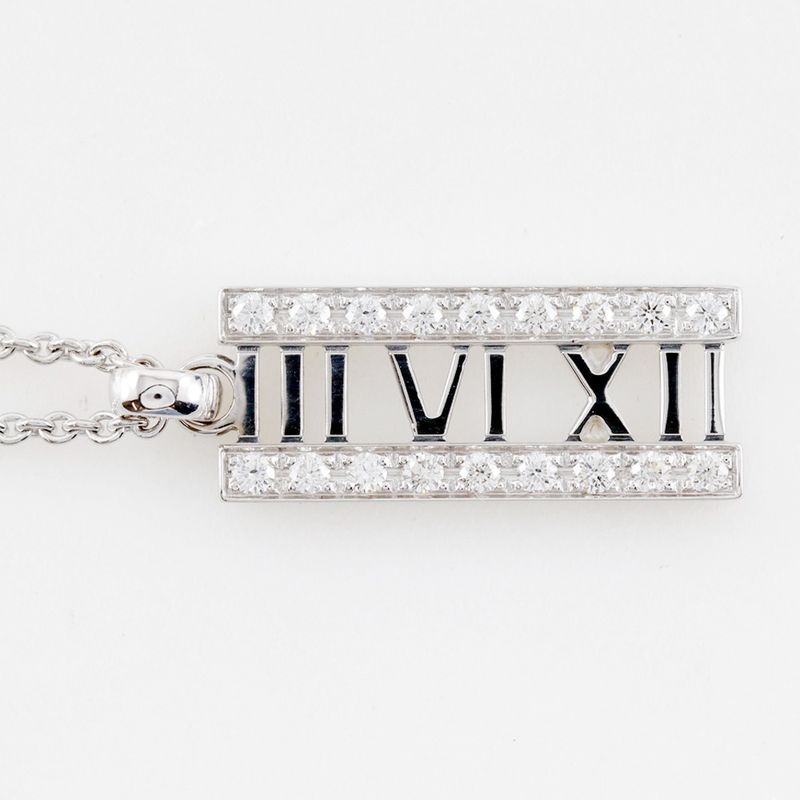 Tiffany & Co Atlas Open Bar 18kwhite Gold X Diamonds Ladies 6.6g Necklace