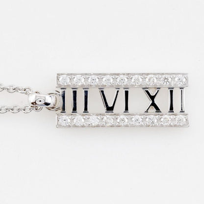 Tiffany & Co Atlas Open Bar 18kwhite Gold X Diamonds Ladies 6.6g Necklace