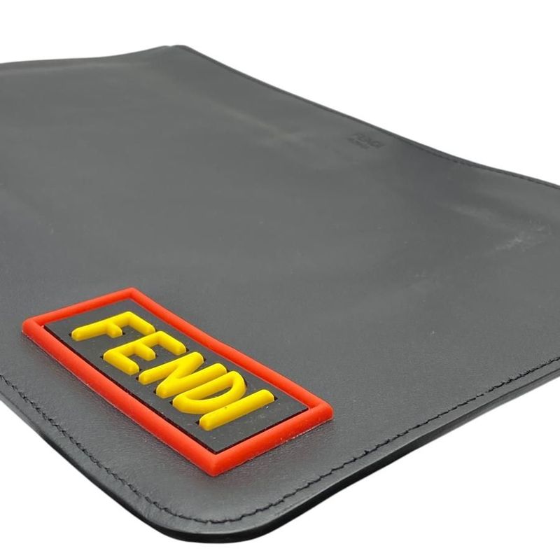 Fendi 7n0078 LOVE Second Bag Clutch Bag Clutch Pochette Leather Black Multicolor
