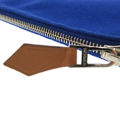 Hermes Flat Pouch MM Canvas Blue Pouch 0275 Hermes