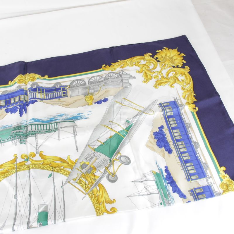 Celine Large Size 90 Blue Scarf Silk Women