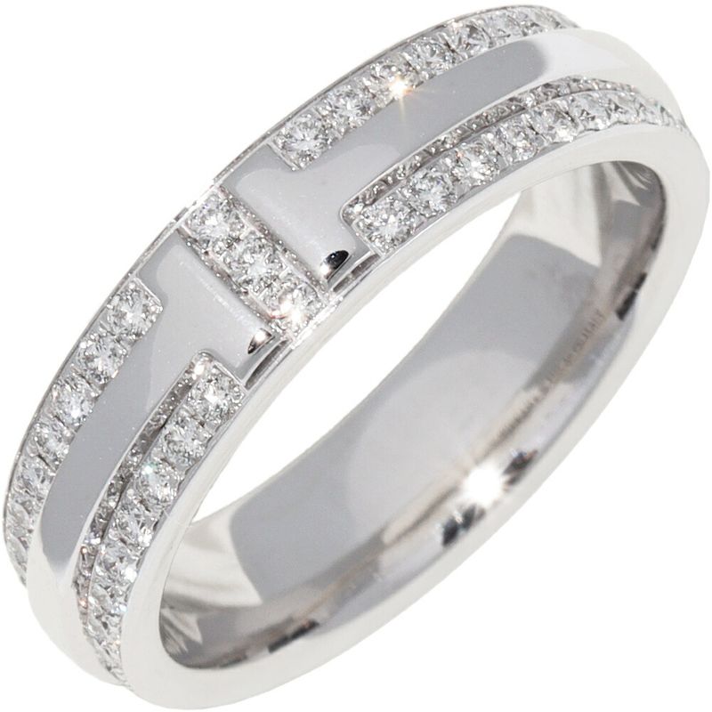 Tiffany & Co Ring 18K White Gold Diamond 040ct TTWO Narrow Ring Full Diamond