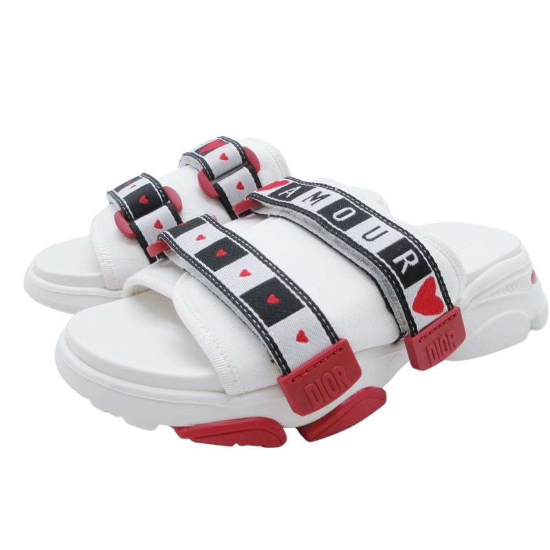 Christian Dior Amour Flat Sandals Slides Sandals Slides Mules Logo Belt Thick