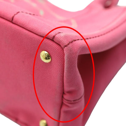 Prada 1 Bg439 Cotton Canvas Tote Bag Canapa Mini Pink