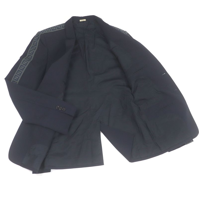 Fendi 2020 Fj0567 FF Logo Zucca Sideline Narrow Lapel Single Tailored Jacket