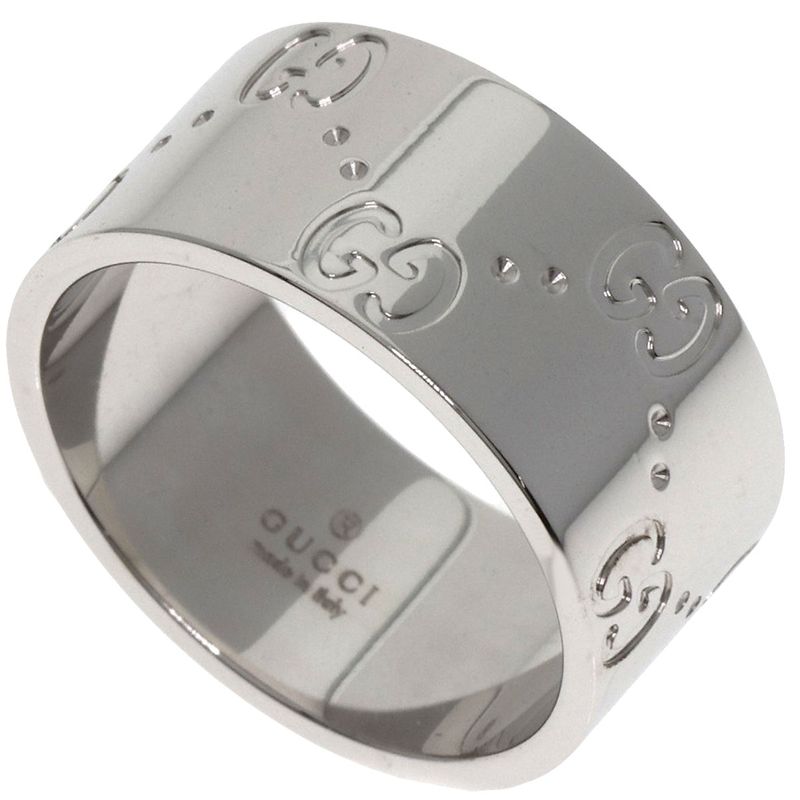 Gucci GG Icon Wide #13 Ring - 18K White Gold Ladies
