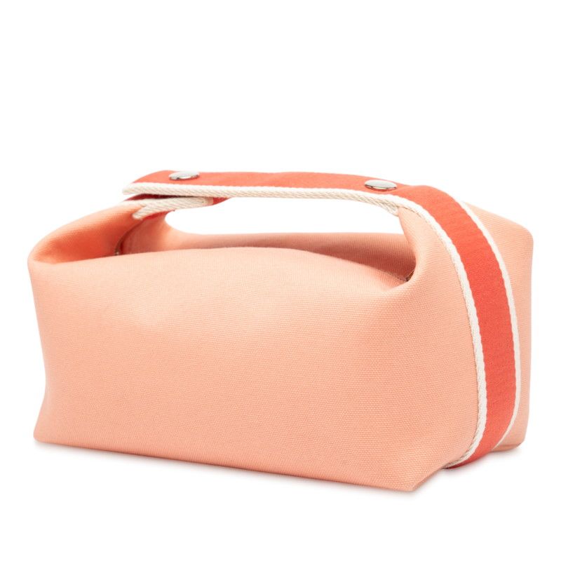 Hermes Brid A Brag PM Handbag Pouch Guava Pink Silver Hardware Canvas Women