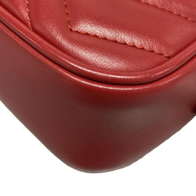 Gucci Shoulder Bag GG Marmont 448065 Red Chain Shoulder Leather