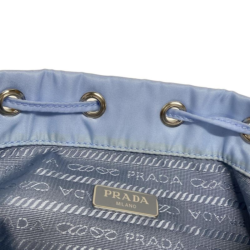 Prada Pouch - Light Blue Drawstring Shape Leather