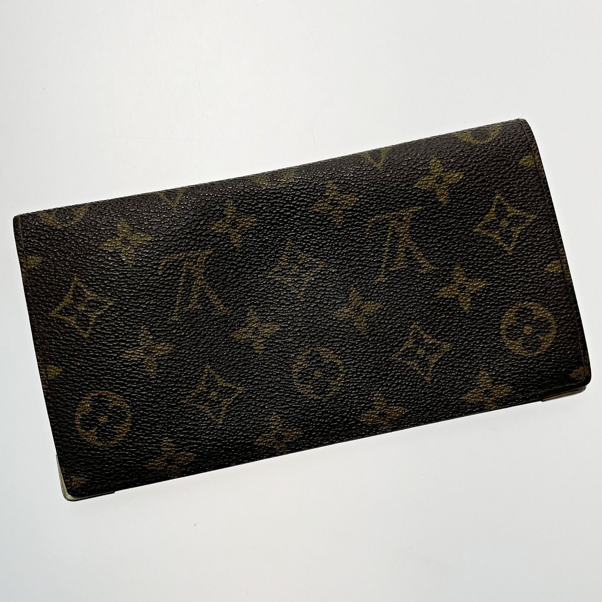 Louis Vuitton Monogram Porto Chequier Double M62223 Brown Long Wallet Unisex