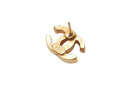 Chanel CC Logo Earrings 01 Rhinestone Metal Gold Clear — view 7