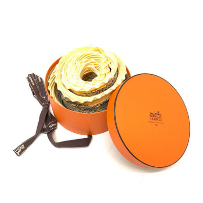 Hermes Pleated Scarf L'ile Deserte None Man's Island Carre 90 Yellow With Box