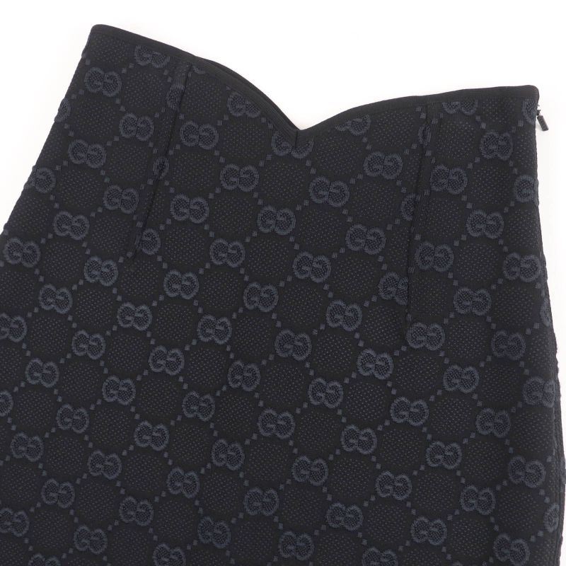 Gucci 747361 GG Viscose Cles Loop Skirt Black XS Hanger Genuine