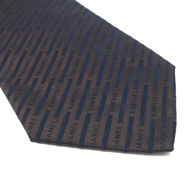Chanel Necktie Chanel Logo 9.5cm (3.74in) Silk Brown and Navy Brown and Navy