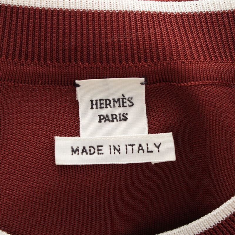 Hermes 24 Silk Chaine D'ancre Allover Pattern Short Sleeve Top 4e2832dx Orange