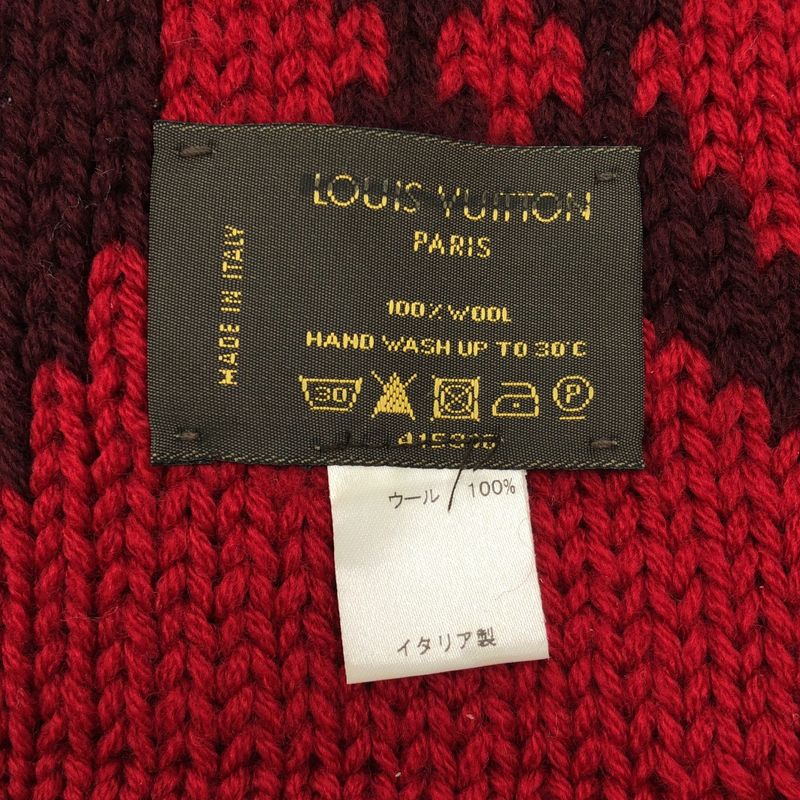 Louis Vuitton Echarpe Grand Floor Wool Fringe Scarf M72430 Red
