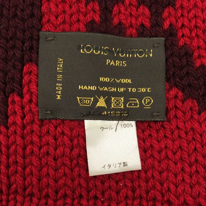 Louis Vuitton Echarpe Grand Floor Wool Fringe Scarf M72430 Red