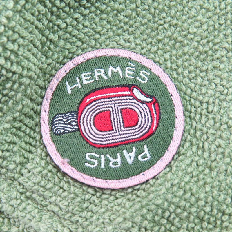 Hermes Harper 100% Cotton Funny Ice Creem Patch Pile Hat Greenish 59 Made In