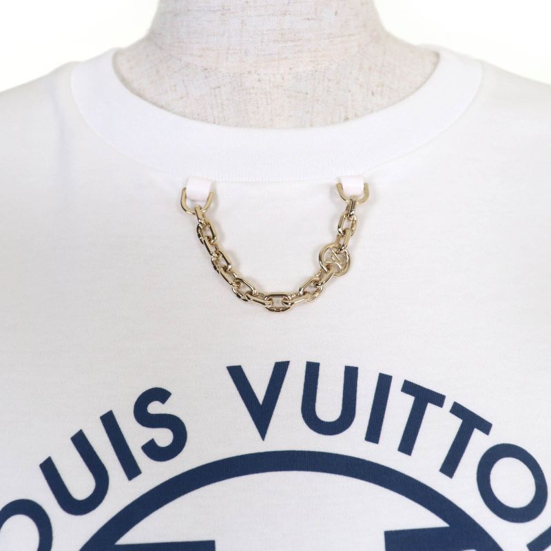 Louis Vuitton 24AW 100% Cotton LV Logo Sleeve Ruffle Top White L Made In Italy