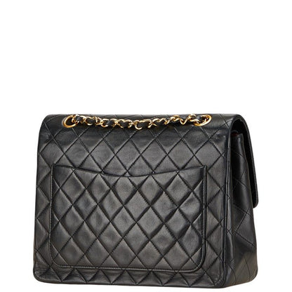 Chanel Matelasse Coco Mark Double Flap Black Gold Lambskin Women's Chanel