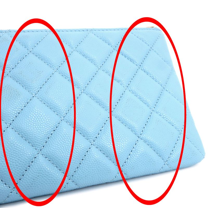 Chanel Flat Pouch Matelasse Light Blue - Light Blue Gdhardware Caviar
