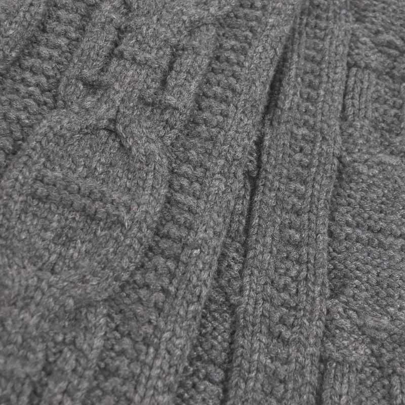 Hermes Faubourg 100% Cashmere Chaine D'ancre Pattern Knit Scarf Dark Gray Made