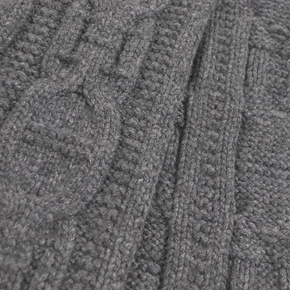 Hermes Faubourg 100% Cashmere Chaine D'ancre Pattern Knit Scarf Dark Gray Made