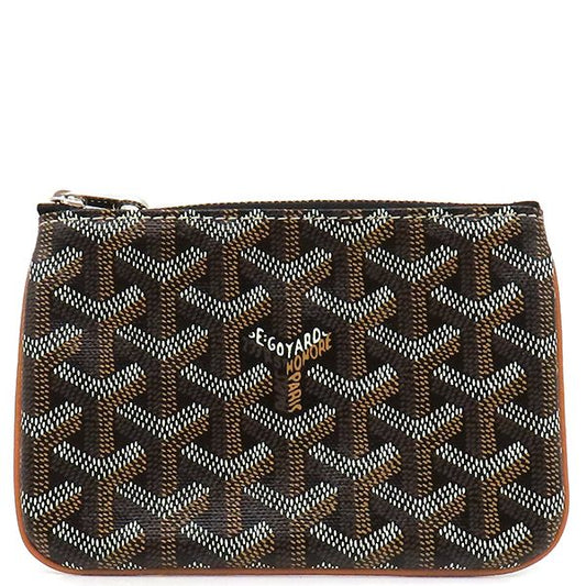 Goyard Pouch Senna Goyard Ine Canvas Black and Natural Silver Hardware Black