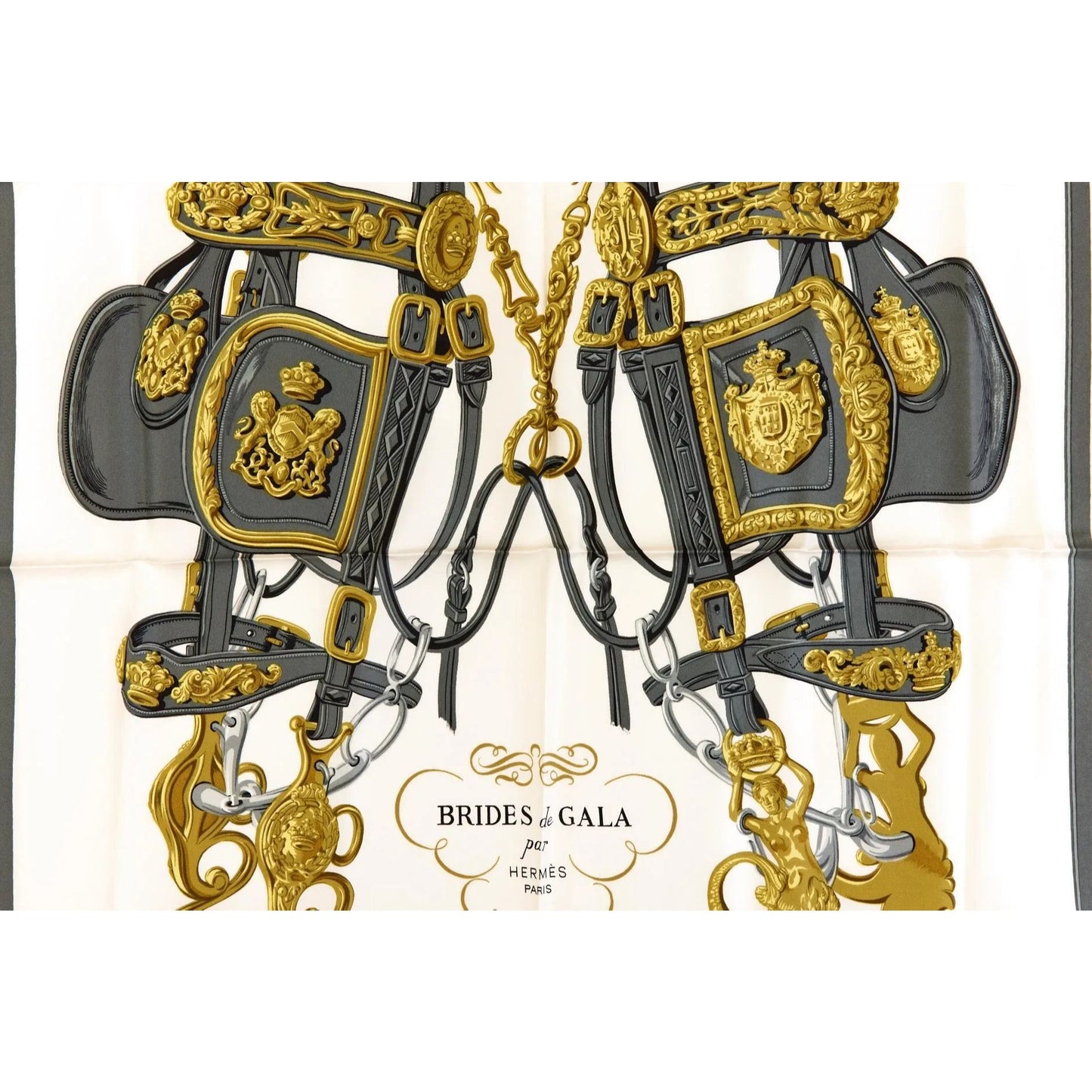 HERMES Silk Scarf Carre 90 Brides de GALA by Hugo Grygkar Pink White