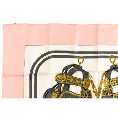 HERMES Silk Scarf Carre 90 Brides de GALA by Hugo Grygkar Pink White