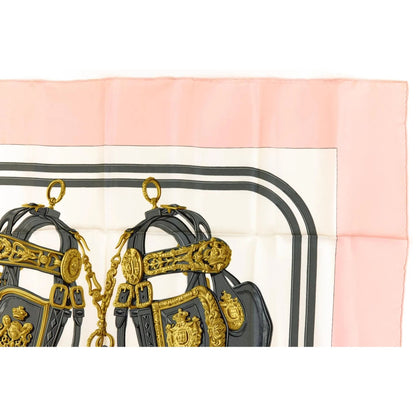 HERMES Silk Scarf Carre 90 Brides de GALA by Hugo Grygkar Pink White