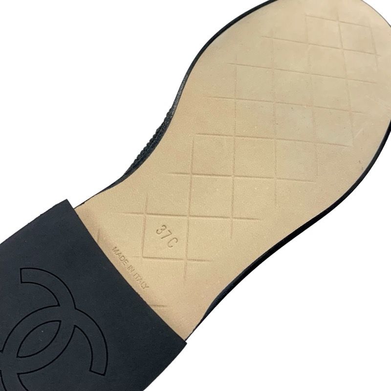 Chanel Loafer Leather Shoes Corduroy Black Gold Turn Lock Here Mark Rhinestone