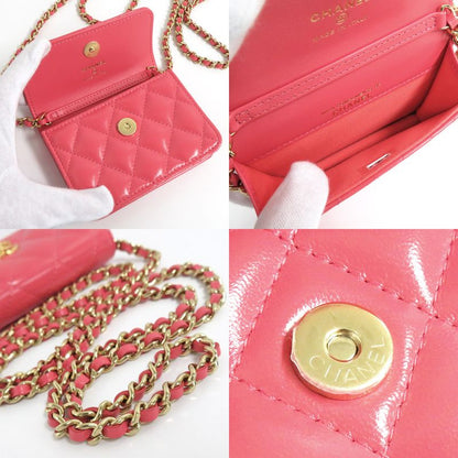 Chanel Matelasse Chain Pochette Salmon Pink Cd0204 Gold Hardware Cuff