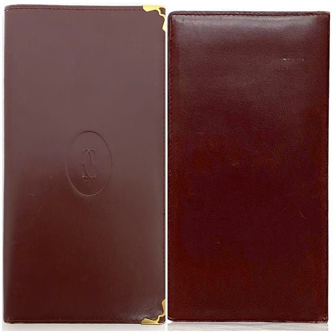Cartier Fold Wallet Ec22951 Bordeaux Must Wallets Excellent Condition