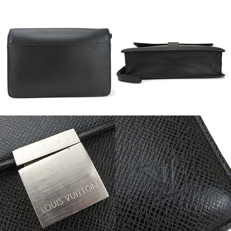 Louis Vuitton Second Bag Clutch Selenga M30782 Taiga Leather Ardoise Black