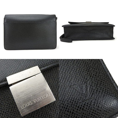 Louis Vuitton Second Bag Clutch Selenga M30782 Taiga Leather Ardoise Black