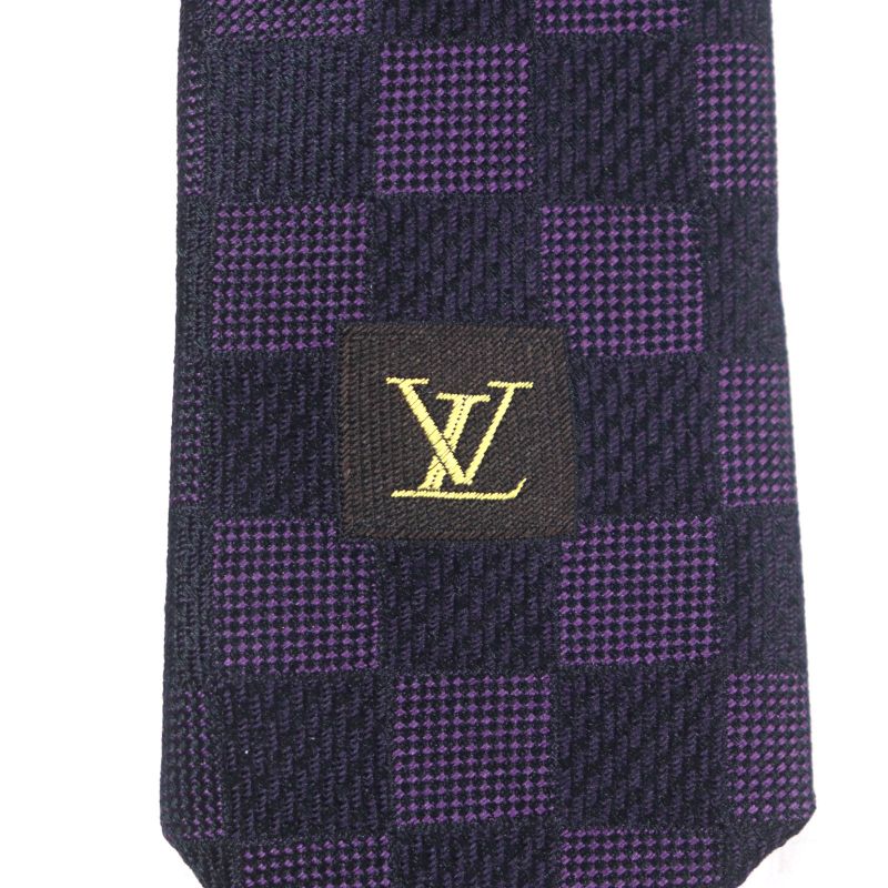 Louis Vuitton Silk Damier Monogram Set Of Two Ties Neckties Gray Made In Italy