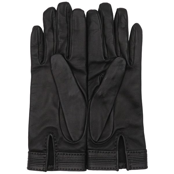 Hermes Gloves Leather Black #6.5 Gold Hardware Black Bolide Kelly [box